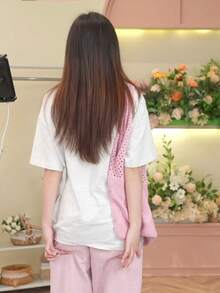 美式休闲风格字母印花宽松短袖T恤 - 灰色 - 查看 5