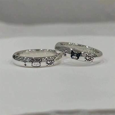 Niedlicher   Ring, süßer Schmuck für Studentinnen,  Hund Paar Ring, exquisites Geschenk für Freundinnen