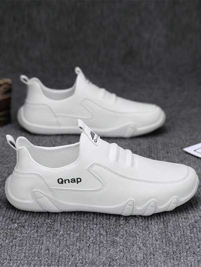 男士休闲运动鞋，低帮圆头一脚蹬，软底，轻便舒适，PU 皮革，防水，防油，纯色字母，户外运动，时尚百搭，商务与日常工作，八爪鞋底舒适男鞋