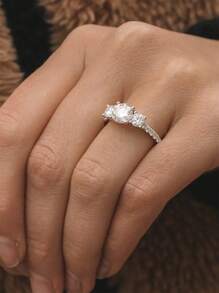 1 件几何球和方形立方氧化锆戒指，适合女性婚礼订婚派对珠宝，情人节、妈妈、母亲、母亲节、礼物 - 婚禮戒指 - 查看 12