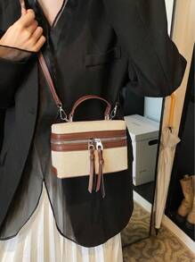Elegant Mini Color Block Crossbody Bag, Summer Exquisite Daily Commuting Handbag, Versatile Small Mobile Phone Key Coin Purse, Portable Outdoor Travel Vacation Cosmetic Box Bag, Stylish Evening Bag For Dinner, Party, Wedding, Women Shoulder Bags