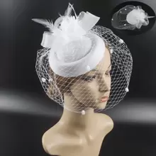 20s 50s Vintage Style Pillbox Hat Fascinators For Women, Tea Party Hat With Feather Net Mesh Veil Headband Halloween