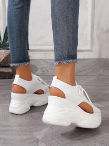 Nuovi arrivi 2025 Sandali da donna con suola spessa per l'estate, sandali con zeppa e plateau per donne, sandali con tacco alto da donna, sandali bianchi da donna, sandali con lacci da donna, sandali casual da spiaggia per donne, sandali da donna - Bianco - Visualizzare 4