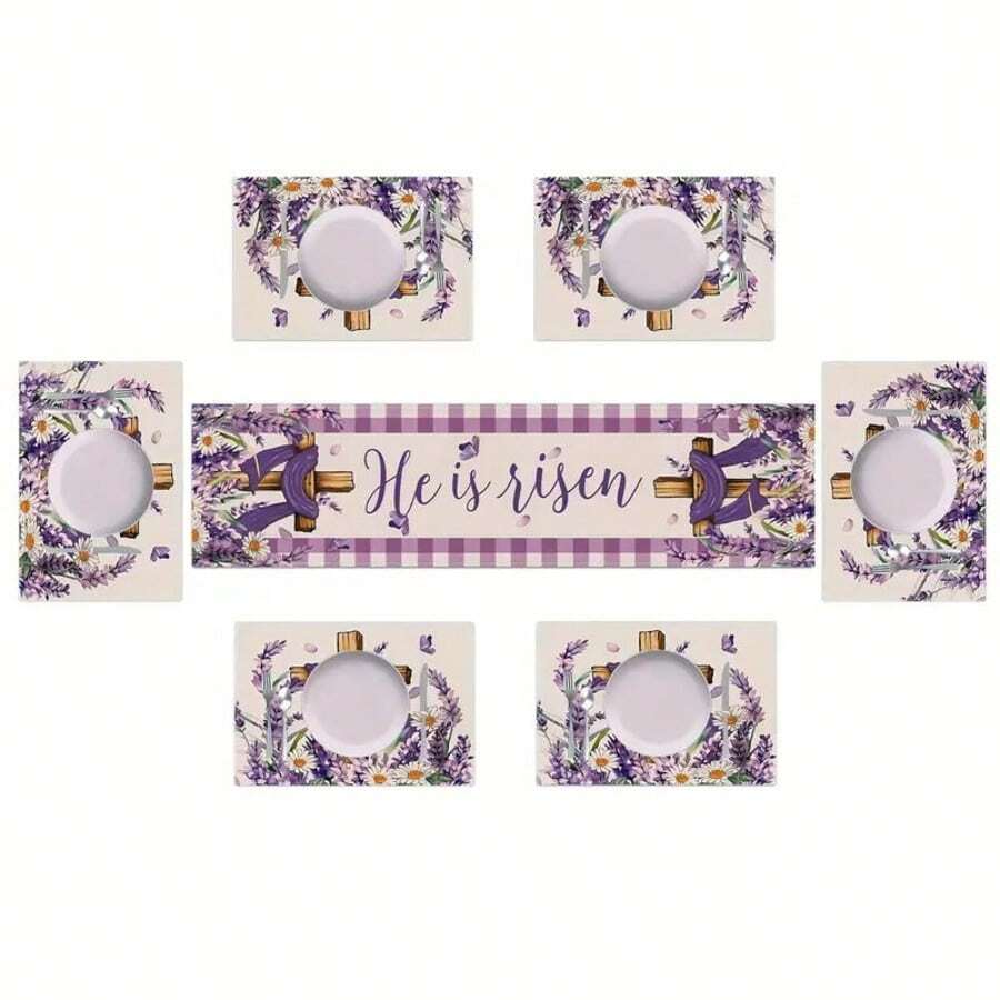 2/4-6pcs Black & Gold Element Placemats - Suitable For Farmhouse Style Tableware, Anti-Slip Linen Placemats With Sunflower Plaid Floral Pattern, Heatproof Kitchen Washable Tablemats, Dinner Party Decoration, Holiday Accessories - Multicolor - View 1