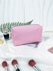 1pc Personalized Embroidered Tulle Striped Makeup Bag With Name/Initial, Waterproof Travel Cosmetic Pouch, Cute Zipper Storage Bag, Gifts For Couples, Daughter, Mom, Best Friend, Couple - Multicolor - View 17