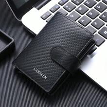 CarrKen Men's Ultra- Mini Credit Minimalist Multifunctional Short Billfold Pop-Up Aluminum Alloy Holder Mini Wallet Card Wallet - Black - View 6