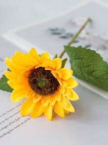 1PC/3PCS/5PCS Artificial Flowers Sunflowers Silk Gerbera Bouquets For Autumn Halloween Christmas Decorations Wedding Vase For Home Dining Room Bedroom Decorations, Festival Birthday Party Accessories, Wedding Venue Background Decoration Gifts Graduation