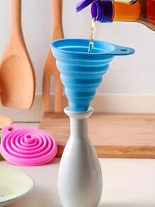 1 个可折叠漏斗 - 灵活且节省空间的设计，适用于厨房和餐厅 - 随机颜色，厨房必备工具，用于油、酒、液体倾倒的填充和倾倒漏斗，防溅，易于存放，适合厨房整理