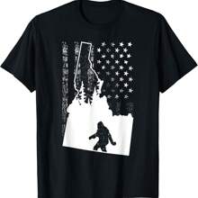 Idaho Bigfoot An Flag Silhouette Sasquatch Usa Flag T-Shirt