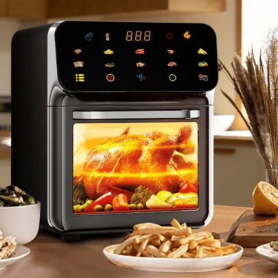 9.5 Quart Air Fryer, Essential Kitchen Appliance, Smart Air Fryer Oven, Oil-Free Electric Air Fryer, Home Toaster Oven, Multifunctional Microwave, Fan Oven, Smart Assistant, Enjoy Life, Kitchen Appliances, Cooking, Electric, Touch Screen, 10-In-1 Function