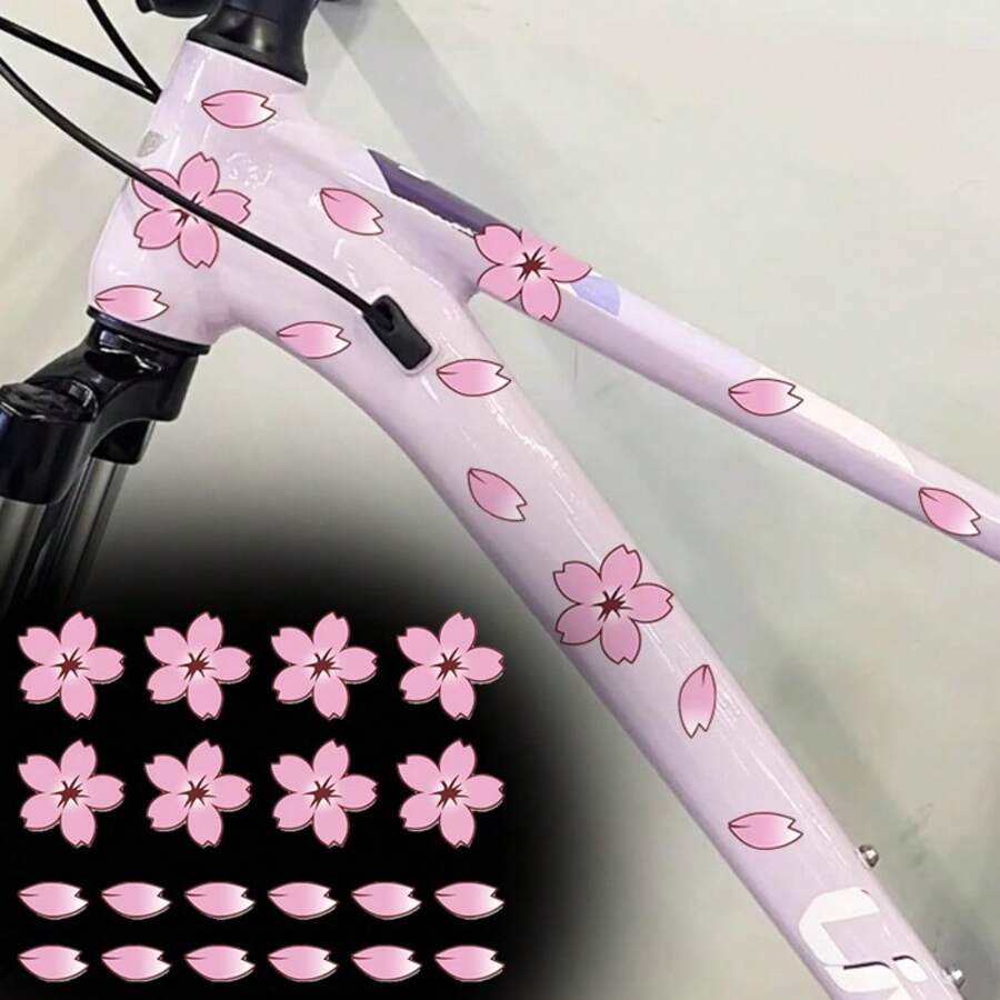 20pcs/Set Japanese Cherry Blossom Stickers, Suitable For Covering Scratches On Vehicle Body, Bicycle/Motorcycle Helmet, Waterproof And Sunproof Decorative Decals For DIY - one-size - View 1