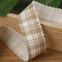 蕾丝格子丝带，烘焙礼盒鲜花包装蝴蝶结DIY发饰锯齿状涤纶格子图案织带