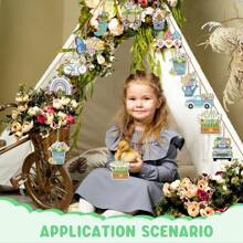 24pcs Wooden Easter Decorations, Vintage Spring Easter Decor Rabbit, Carrot, Chick, Butterfly, Flower, Truck Shape Ornaments With Hanging Ropes For Party Gifts Birthday Graduation