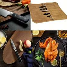 Wasserdichte Segeltuch Chef-Messertasche, große Kapazität Mehrzweck-Küchenmessertasche, tragbarer Messerhalter-Organizer-Set, verschleißfest & feuchtigkeitsabweisend für unterwegs (geeignet für verschiedene Messerkabmessungen) - Verschiedenfarbig - Übersicht 2