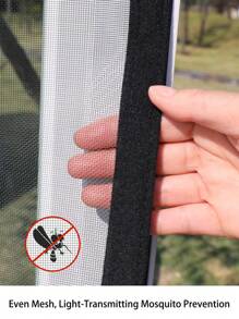 1-Pack Black, White & Gray Tricolor Window Screen, Rectangular Self-Adhesive Mesh With Zipper For Dustproof, Invisible Mosquito & Insect Protection, Perfect For Summer Home Use - Black - View 5