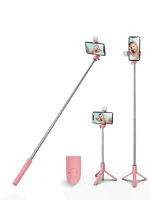 Bastone per selfie Bluetooth con treppiede, luce di riempimento e telecomando per live streaming e fotografia, compatibile con la maggior parte degli smartphone. Luce LED portatile e dimmerabile per videocamere, videoblog, riunioni Zoom, interviste, live streaming, raduni familiari, feste di Natale. Adatto per selfie portatili, attività all'aperto per le vacanze estive, viaggi, attività all'aperto, treppiede per live streaming.