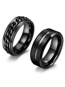 2 Stück/Set Mode geprägte Design Ringe (Kettenringe können in der Mitte rotieren)