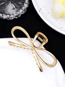 1pc Large Golden Ribbon Women's Hair Clips Simple Metal Hair Clips Fashion Strong Modeling Claw Clips