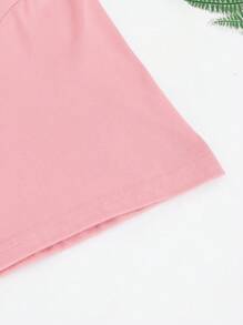 Letter Printed T-Shirt, Short-Sleeved Round Neck Summer And Spring Casual Top, Women's Clothing - Pink - View 4