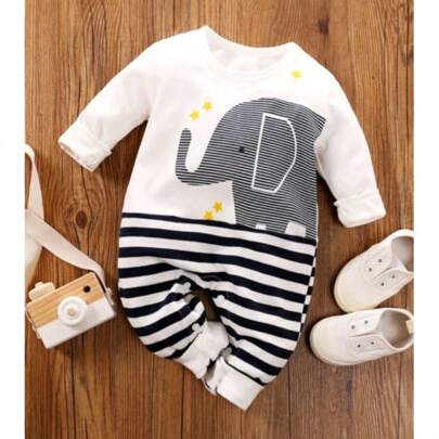 Macacão para bebê menino vira pé Elefantinho Roupa de bebê RN Recém nascido