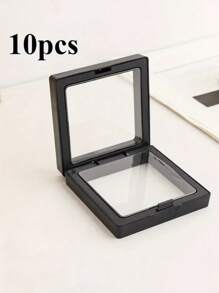 10 件 ClearView 3D 浮动展示盒，塑料防尘珠宝包装，透明悬浮收纳盒，用于项链、手镯、戒指、硬币、耳环、别针，带弹性膜，礼品盒，适合零售和个人使用