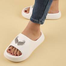 女士平底拖鞋，时尚户外运动凉鞋，EVA 一体式柔软，卡通设计厚底，夏季 - 飛翼白色 - 查看 6