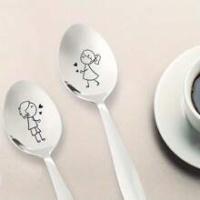 1 件浪漫不锈钢勺子 - 情侣、订婚、婚礼和节日礼物的完美选择 _ 厨房和餐厅配件 - 銀色 - 查看 5