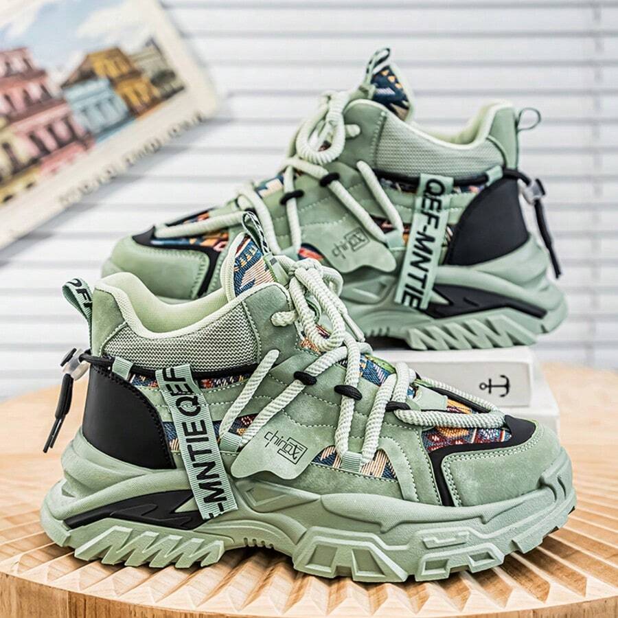 New Fashionable And Comfortable Casual Sports Shoes, High Top Couple Style, Multifunctional Fashionable High-Value Street Sports Shoes, Versatile Running Shoes - 綠色 - 查看 1