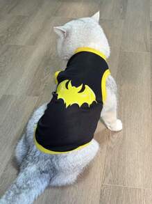 LUCKIE LABO 2pcs/Set Polyester Spider & Bat Print Anti-Flea Anti-Shedding Breathable Pet Vest Jacket, Suitable For Cats And Dogs Indoor And Outdoor Use