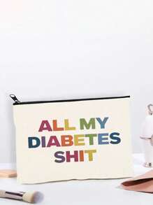 幽默“药袋”帆布药丸收纳袋 - 拉链式、可重复使用的旅行和化妆品药袋 - 生日和圣诞节送给女性、姐妹、女儿的理想礼物 - 白色 - 查看 3