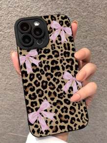 多孔直边豹纹蝴蝶结彩绘防摔手机壳 兼容 P14 Pro Max、P13、卡通P11、P12防摔XR卡通78 GES2手机壳XS，兼容 P15、P16、P16 Pro男款、Redmi系列、Redmi系列防水防震防刮 - 彩色 - 查看 2