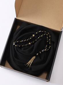 2pcs/Box Muslim Prayer Beads And Chiffon Hijab Set (1pc Hijab + 1pc Bracelets) - Multicolor - View 14