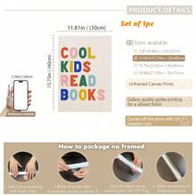 1pc, Canvas Hanging Picture, Framed Decorative Painting, Poster, Wall Art, Chic And Cool Young People Love Reading Canvas Wall Art - Bright Colors, Simple Design, Suitable For Game Rooms, Classrooms And Home Decor - Perfect For Young People's Rooms And Living Spaces Gifts Birthday Graduation
