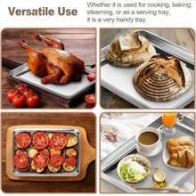 1 peça/3 peças, Assadeira Grossa Elevada de Aço Inoxidável, Assadeira de Biscoitos, Assadeira de Forno, Utensílio de Cozimento, Bandeja Multifuncional para Casa, Restaurante e Festa, Utensílios de Cozinha Duráveis, Adequado para Assar e Exibição de Alimentos