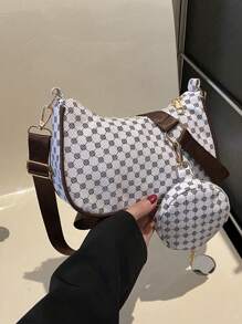 Set de 2 bolsos bandolera de unicolor con diseño de patrones a la moda