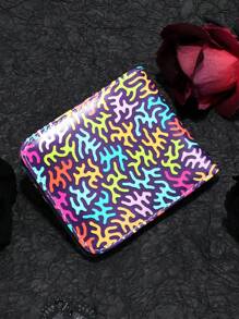 1 stuk nieuwe mode korte portemonnee kleurrijke creatieve elementen compacte portemonnee kaarthouder unisex casual puzzelblok tweevoudige portemonnee portemonnee portemonnee portemonnee mini portemonnee kleine portemonnee