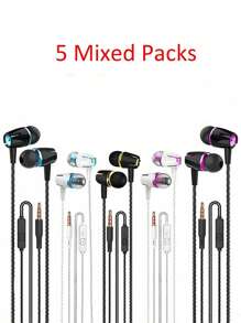 6pcs Wired In-Ear Headphones With Microphone, Compatible With Smartphones, IPads, MP3 And Most 3.5mm Interface Devices