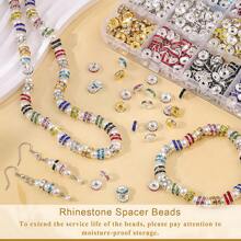 1 BOX Spacer Beads For Crafting, Colorful Rondelle Spacer Beads Box, Fancy Sparkle Crystal Rhinestone Spacer Loose Beads For Necklace Bracelet Earring Jewelry Making And Pens DIY Dec