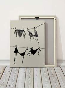 1pc Bikini Line Drawing Canvas Print, Modern Abstract Swimsuit Wall Art, Frameless Beach Style Decoration For College Apartment, Bedroom, Holiday Gift