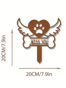 CIFbuy 1pc Heart-Shaped Pet Memorial Metal Garden Decoration With Rustic Finish - A Touching Tribute For Pet Lovers, Perfect As A Dog Grave Marker Or A Meaningful Garden Ornament