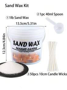 1lb/453g Sand Wax Pearled Candle In Bulk Bucket,1pc Spoon And 50 Wicks Included,Refillable Beaded Wax Sand For Candle Making,Candle Wick,Ice Flower Wax,Handmade Pearled Candle Reusable Candle Making,DIY Gifts,Aromatherapy Candle,Candles Home Decoration,Weddning Decor