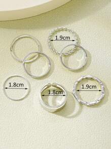 7pcs Fashion Minimalist Ladies Ring Set, Casual For Vacation, Date, Party, Daily Matching (No Box)