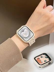 1 Set Compatible Case And Band Kit, Unisex Starlight Casual TPU Hollow Smart Watch Case + Starlight Resin Band, Lightweight Solid Color Band, Compatible With 38/40/41/42/44/45/49mm , Compatible With Apple Watch Ultra/SE/9/8/7/6/5/4/3/2/1 Series, Smart Watch Accessories, Neutral Minimalist Style - Starlight Color - View 3