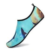 1 Pair Men Sports Quick-Dry Water Shoes, Outdoor Soft Bottom Anti-Slip Drainage Swim Pool Beach Aqua Socks Printed Flat Surfing Diving Swimming Shoes, Unisex Slip-On Indoor Exercise Yoga Running Gym Shoe - Multicolor - View 3