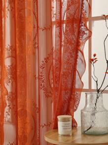 1pc French Romantic Lace Ruffled Window Curtain, Suitable For Bay Window, Living Room, Bedroom, Office, Kitchen, Study Room Home Decor
