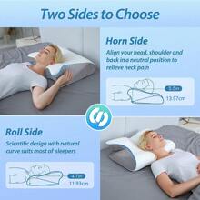 Cervical Pillow For Neck Pain Relief, Cooling Contour Memory Foam Pillows SupportOdorless Ergonomic Neck Pillow Adjustable Orthopedic Bed Pillow For Side BackStomach Sleeper With Pillowcase - Multicolor - View 3