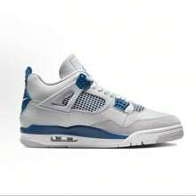 Nike Men's Air Jordan 4 Retro Shoes Neutral Versatile Casual Shoes Sports Running Basketball Shoes Military Blue-Neutral Grey (FV5029-141)