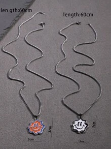 1 Piece Hip - Hop Street - Style Stainless Steel Necklaces With Cartoon Smiling Face Enamel Pendants For Best Friends, Daily Wear