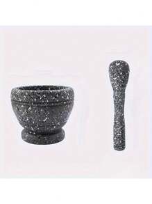 طقم مفرمة ثوم ومطحنة بهارات يدوية من البولي بروبلين مع هاون ومدقة - مثالي لطحن الأعشاب والبهارات، رائع للطبخ المنزلي والمطاعم، مفرمة ثوم