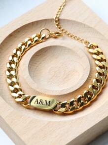 1 pieza Pulsera con nombre personalizado, pulsera original personalizada para hombres, regalos de aniversario para novios, padres, esposos, regalos de cumpleaños, regalos del Día del Padre